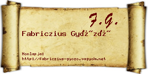 Fabriczius Győző névjegykártya